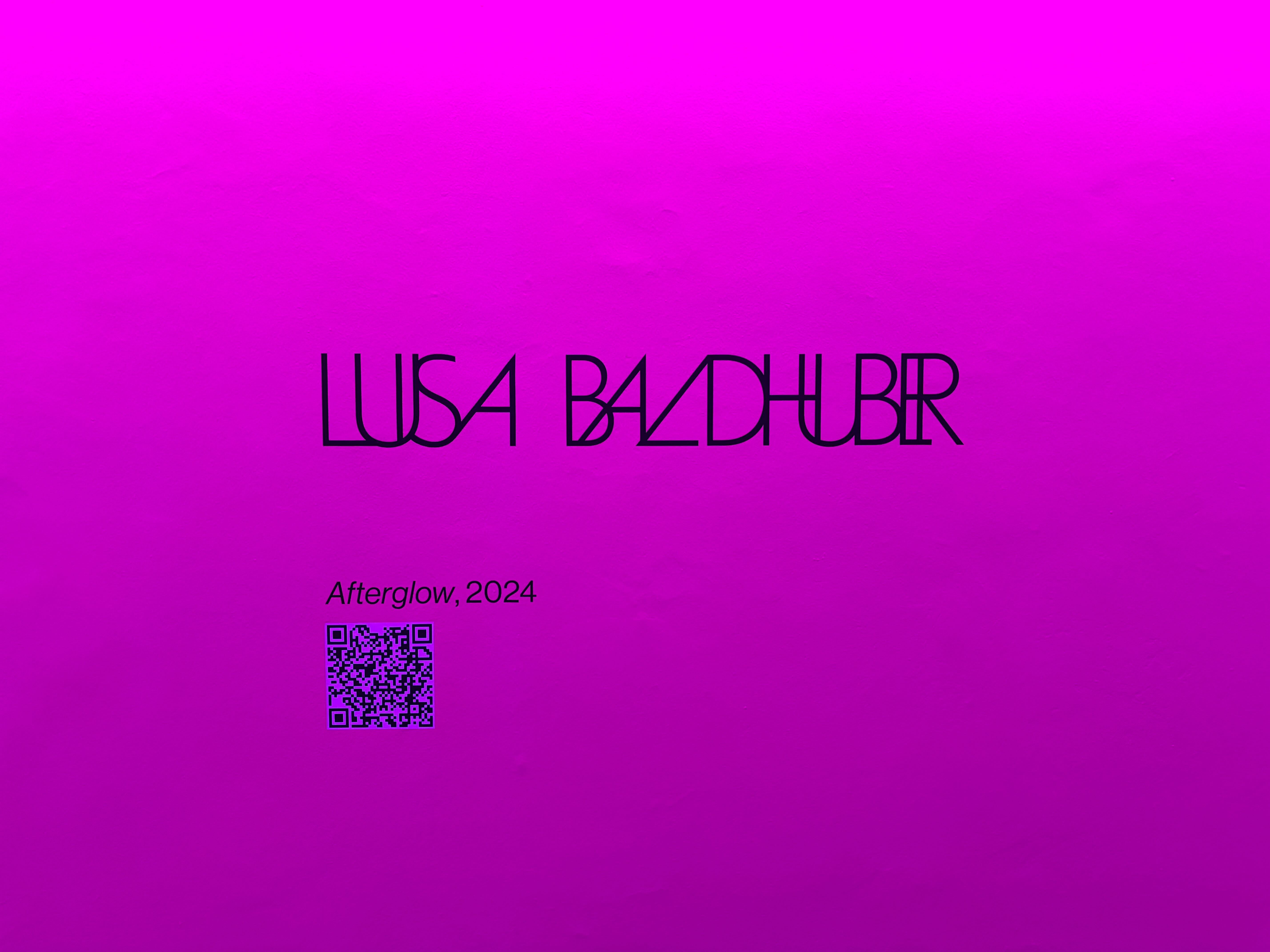 Exhibition signage for Luisa Baldinucci's Afterglow installation